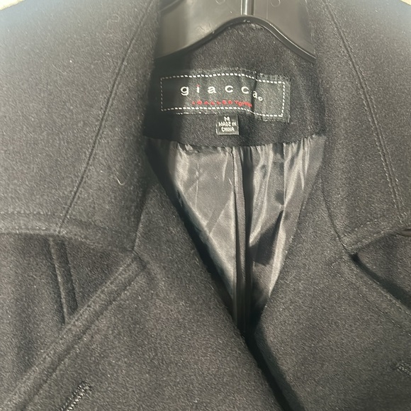 GIACCA DOUBLE BREASTED BLACK WOOL BLEND COAT WOMEN IN SIZE M - Picture 5 of 13